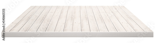 Light wooden table top isolated on white background - can be use