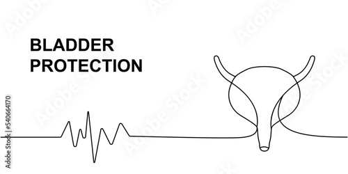 Human bladder with heart pulse one line continuous drawing. Human organ continuous one line illustration. Vector minimalist linear illustration.