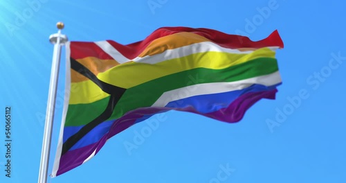 Gay Flag of South Africa waving. Loop photo