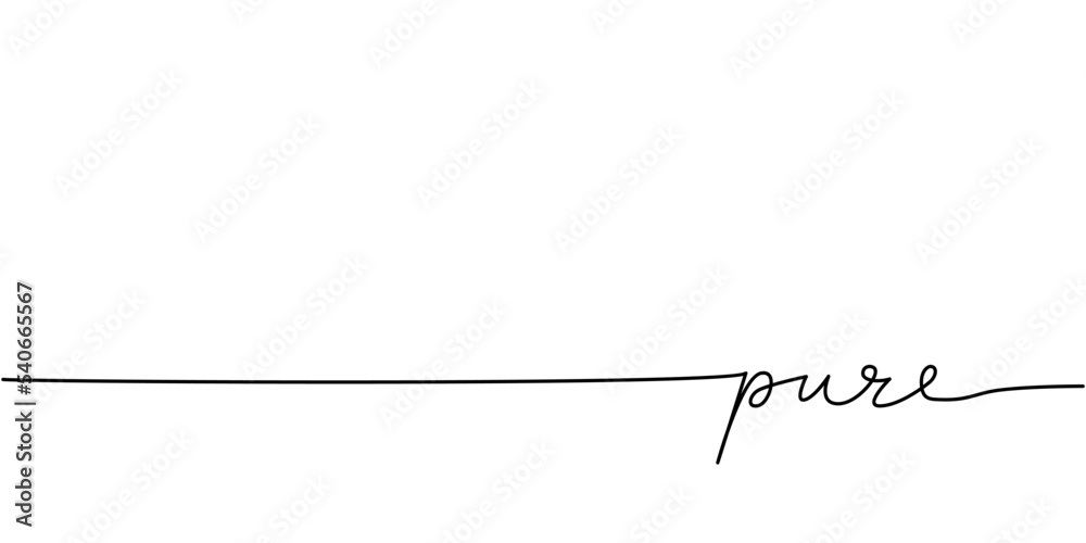 Pure word - continuous one line with word. Minimalistic drawing of phrase illustration. Pure word - continuous one line with word. Minimalistic drawing of phrase illustration.