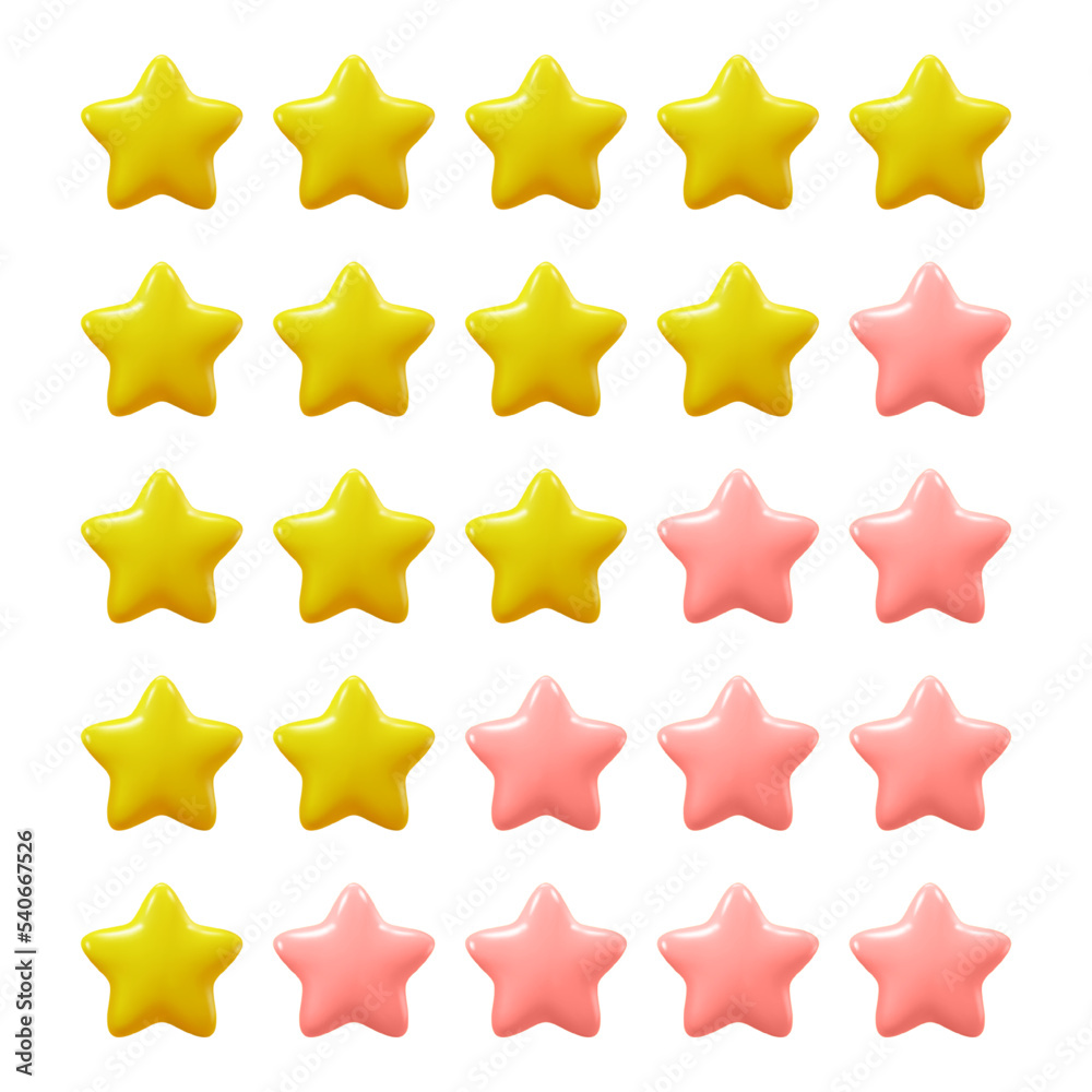 Ranking quality, rating or review with golden stars. Giving grade from one to five. Classification of standard or performance. Vector in three dimensional 3d style Ranking quality, rating or review with golden stars. Giving grade from one to five. Classification of standard or performance. Vector in three dimensional 3d style