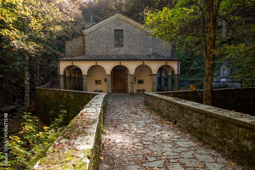 autumn colors in the apennines frignano park and corno alle scale church madonna del faggio and monte acuto modena bologna photo