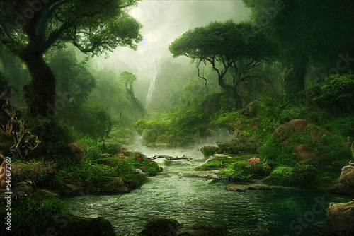 fantasy world landscape, garden of eden © Gbor