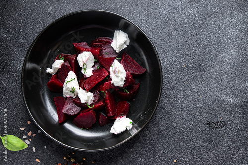 beet salad soft cheese beetroot meal food snack on the table copy space food background