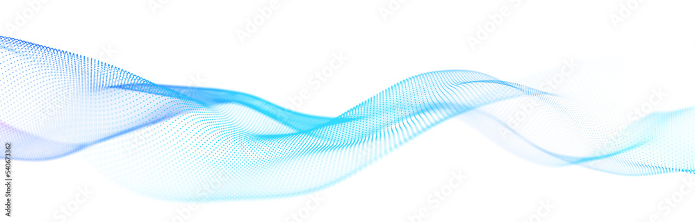 Colorful wave of streaming particles on a white background. Abstract ...