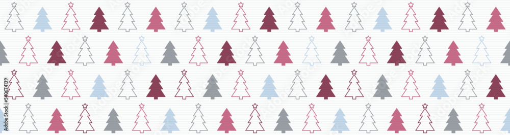 Fototapeta premium Christmas background with festive trees. Seamless pattern. Banner. Vector