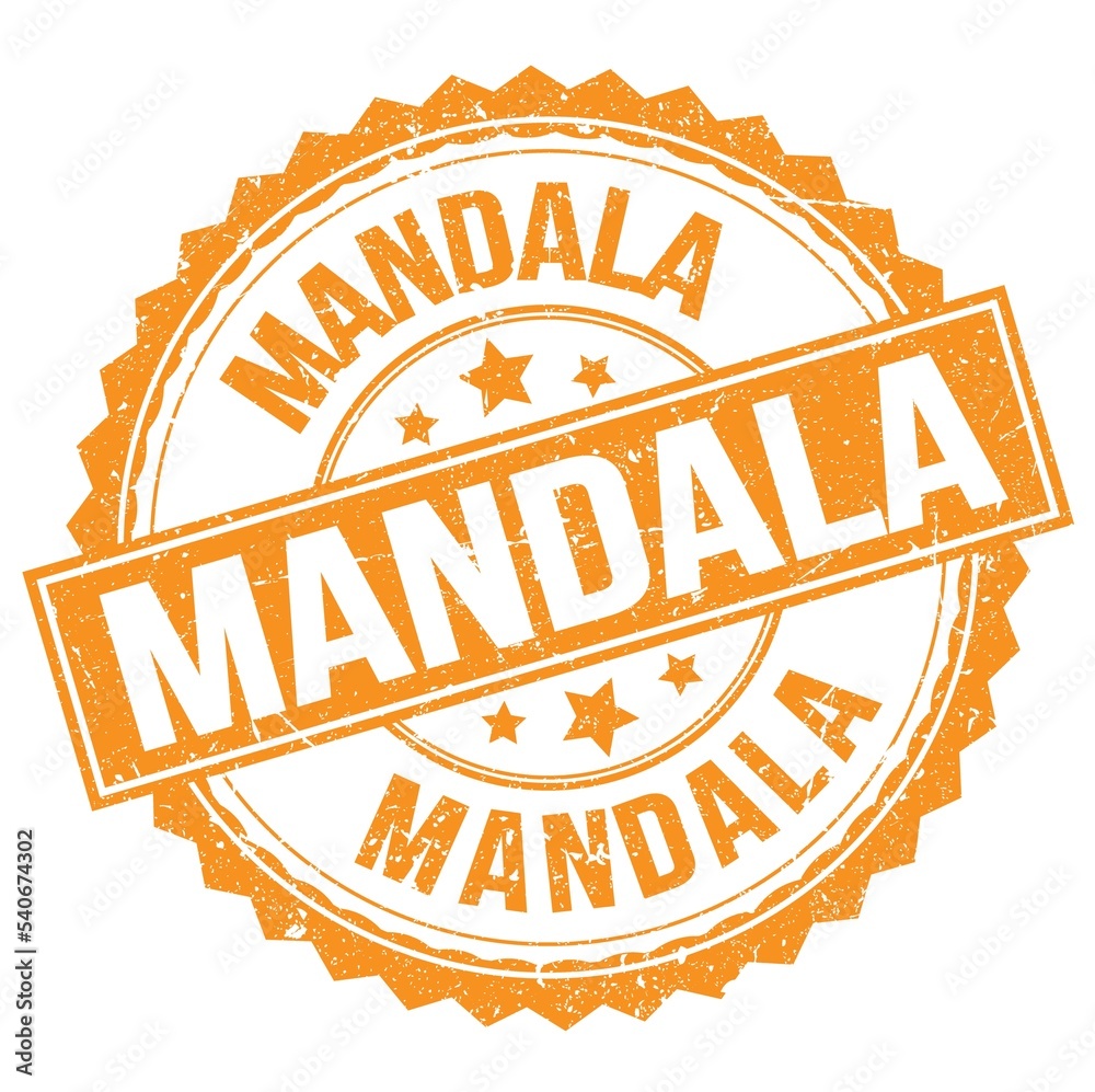 MANDALA text on orange round stamp sign MANDALA text on orange round stamp sign