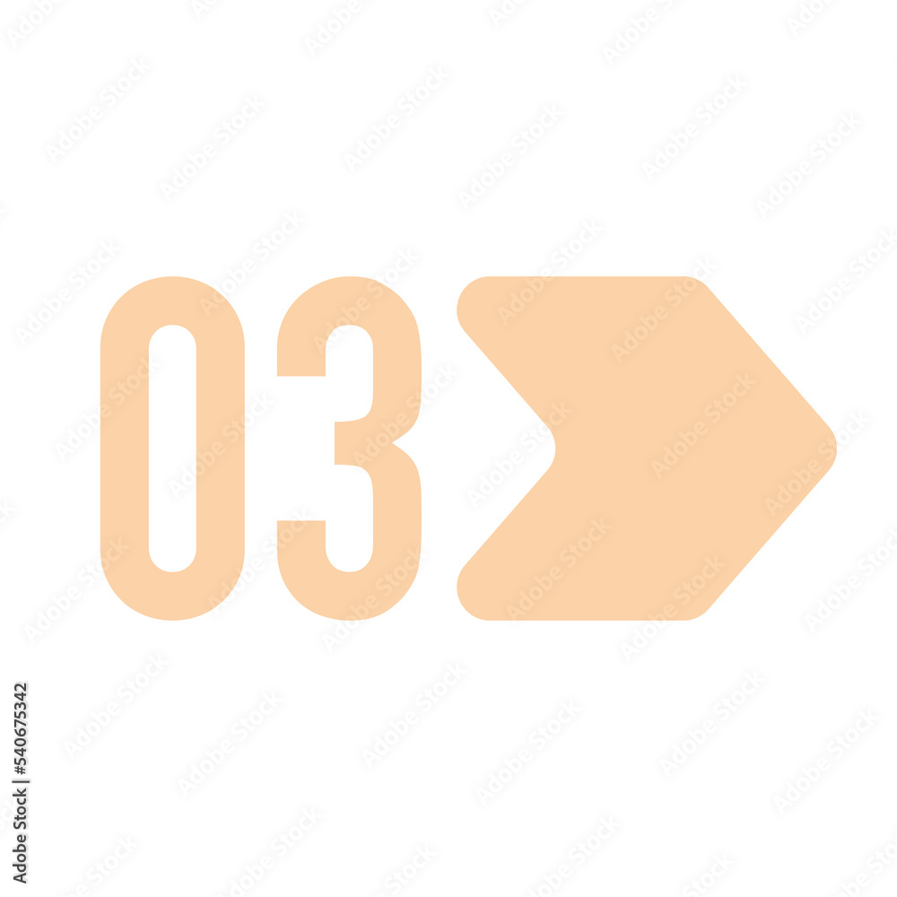 Number Info-graphic Bullet point 3, Arrow Shape number, Arrow Infographic Number.