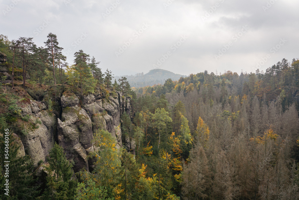 Idyllic and panoramic view of Czech Republic, National Park, Bohemian Switzerland, České Švýcarsko