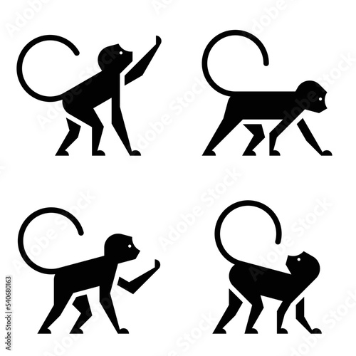 Set of Monkey, Monkey Logo. Icon design. Template elements