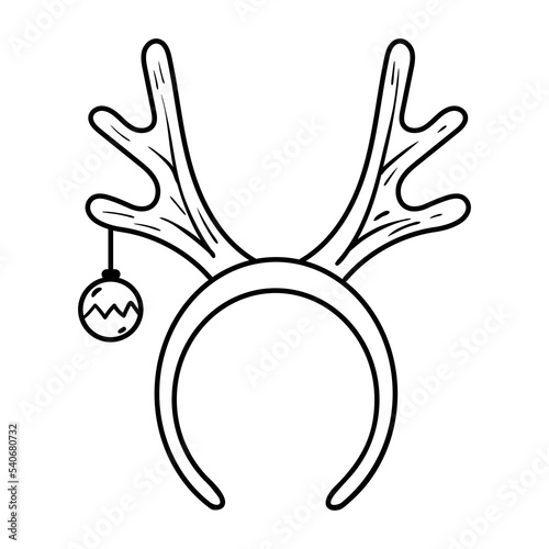 Headband with deer antlers and Christmas toy.