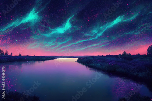 fantasy world night landscape