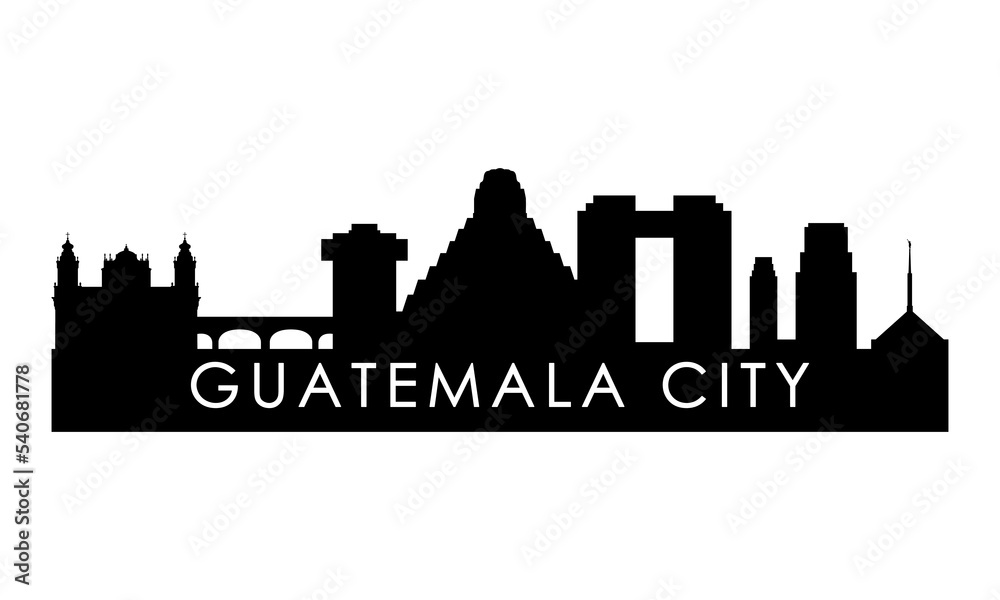 Guatemala city skyline silhouette. Black Guatemala city city design isolated on white background.