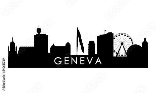 Geneva skyline silhouette. Black Geneva city design isolated on white background.