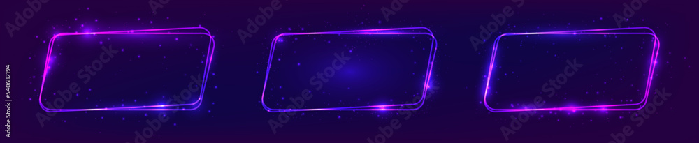 Obraz premium Neon double rounded parallelogram frame