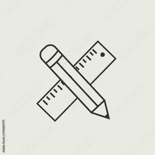 Pencil and ruler vector icon illustration sign