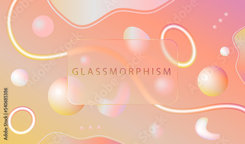 3d glass morphism background vector design. Abstract colourful background for webpage and application with glassmorphism effect.