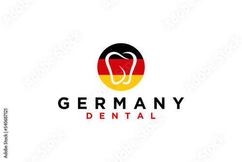 Dental dentist logo design with german flag color simple minimalist icon teeth beauty health care