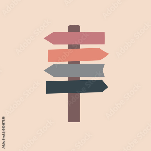 Pointer symbol. Blank board with place for text. Isolated street information sign. 