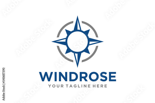 Windrose Compass logo design modern direction icon simple minimalist north sign