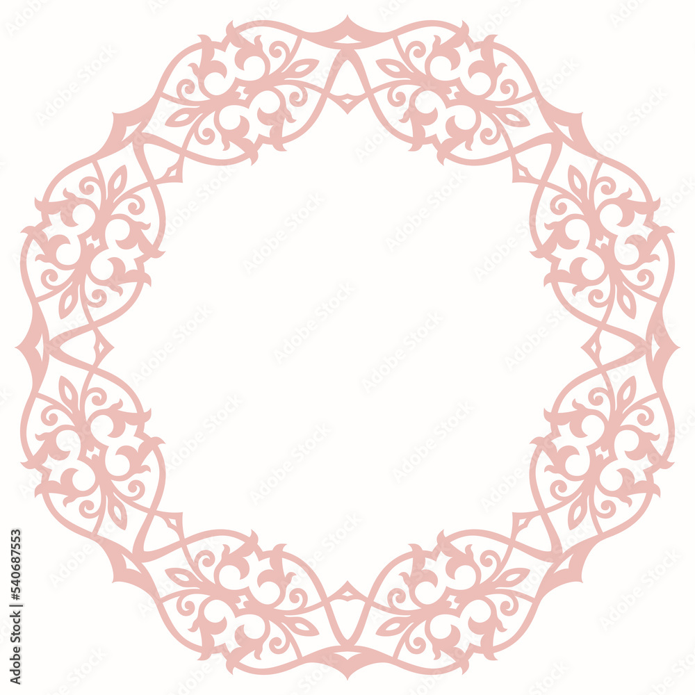 Elegant vintage ornament in classic style. Abstract traditional round pink pattern with oriental elements. Classic vintage pattern