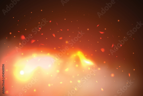 fire flames with sparks on a black background