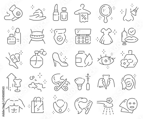 Fashion and beauty line icons collection. Thin outline icons pack. Vector illustration eps10
