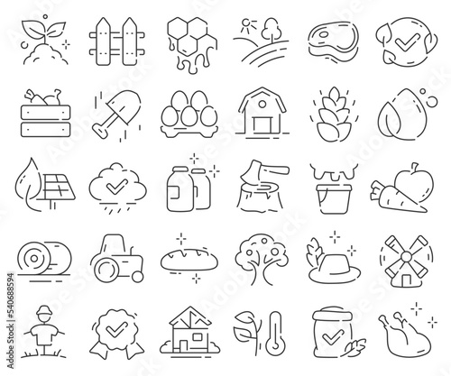 Farming line icons collection. Thin outline icons pack. Vector illustration eps10