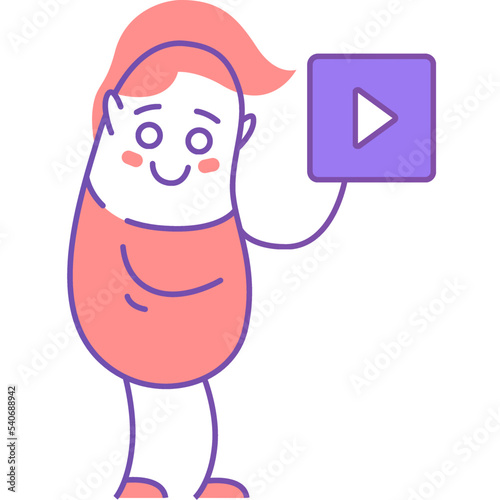 Funny character watching video content icon vector