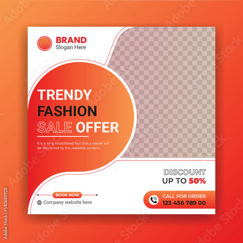 Fashion sales offer social media posts and web banner business cover template design