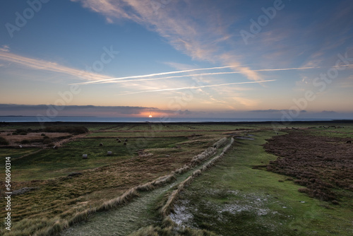 Amrum island, Germany: spectacular sunset on Amrum at the northern tip of the island