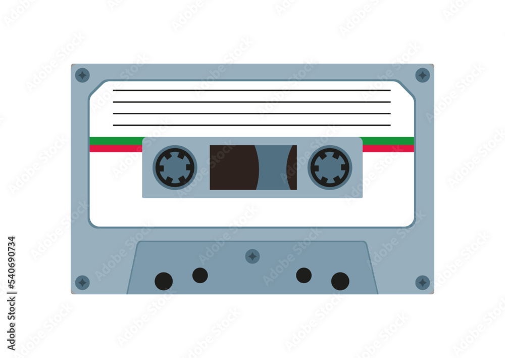 Audio tape. Audio cassette isolated on white background. Vector illustration of audio tape