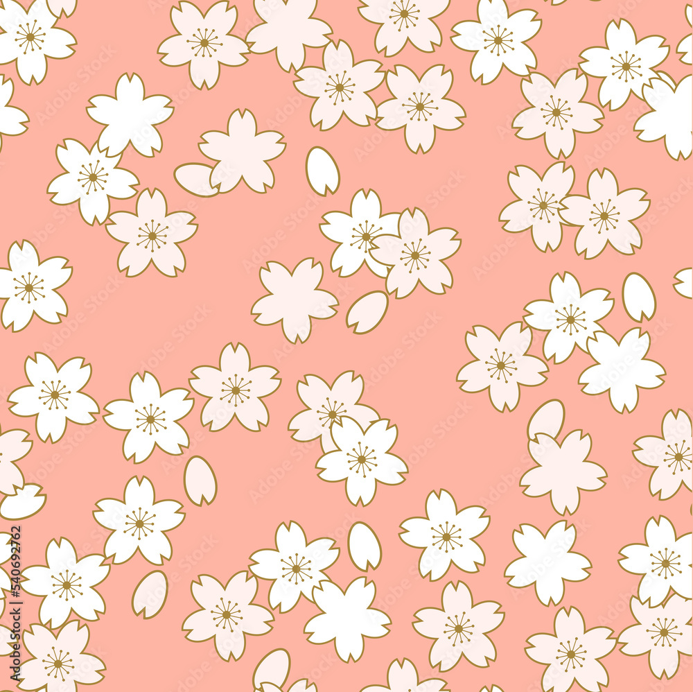 Background image seamless elegant pink sakura cherry blossom flower pattern