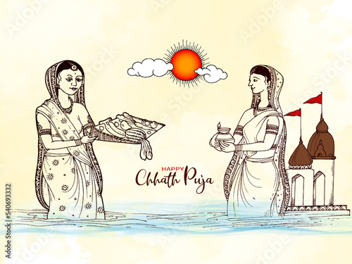 Happy Chhath Puja festival celebration greeting background