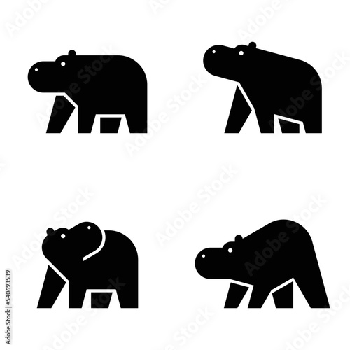 Set of Hippo, Hippo Logo. Icon design. Template elements