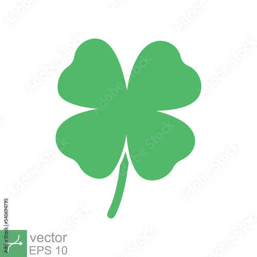 Four leaf clover icon. Simple solid style. Green shamrock, luck concept. Glyph vector illustration isolated on white background. EPS 10.