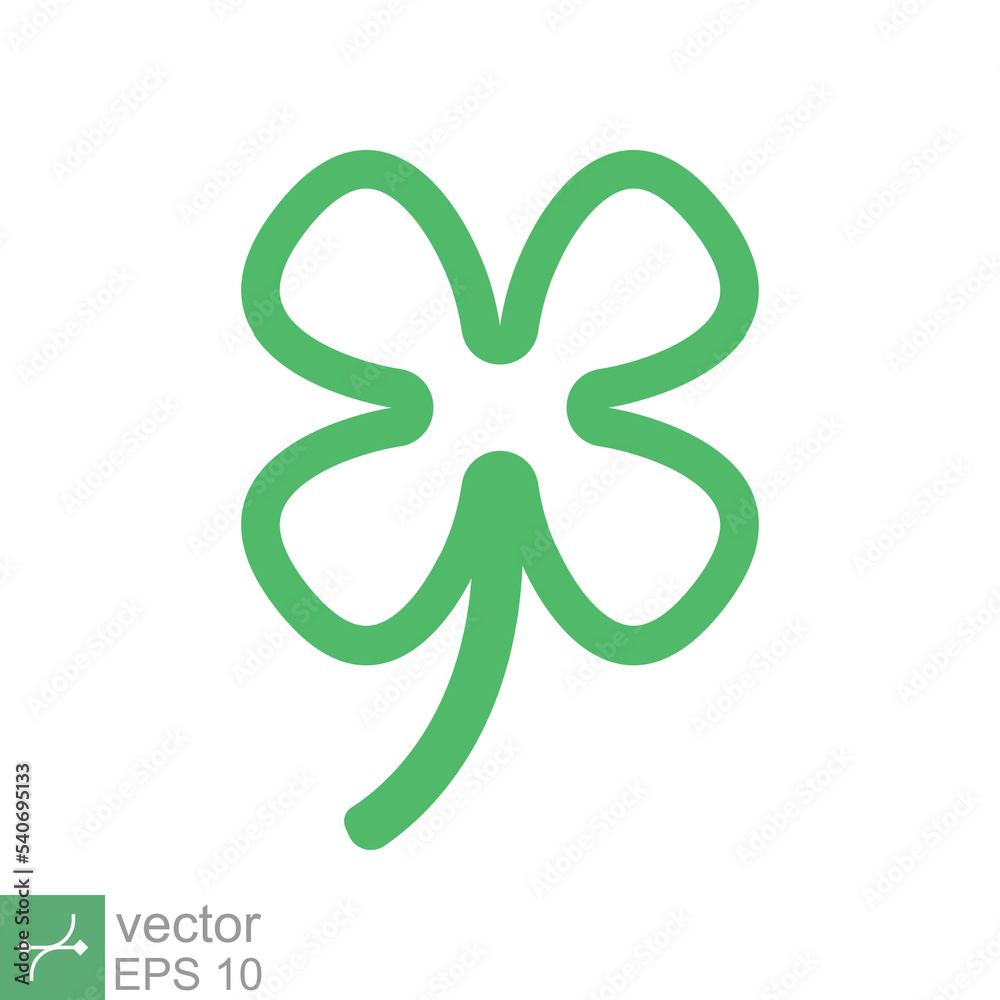 Four leaf clover icon. Simple outline style. Green shamrock, luck concept. Line vector illustration isolated on white background. EPS 10. Four leaf clover icon. Simple outline style. Green shamrock, luck concept. Line vector illustration isolated on white background. EPS 10.