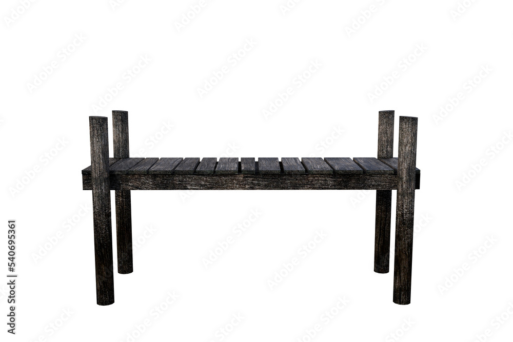 3D illustration of a wooden jetty or platform isolated on a transparent background. - obrazy, fototapety, plakaty 