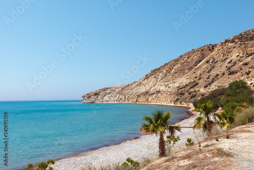 The beautiful beach of Pissouri Is Marked with a Blue Flag. Cyprus.