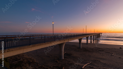 Sunrise view of New Brighton Pier  Christchurch  New Zealand.