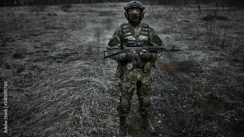 Soldier in camouflage Airsoft 