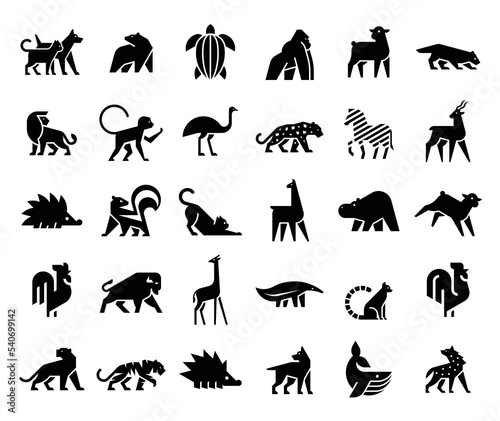 Animals logos collection. Animal logo set. Isolated on White background	