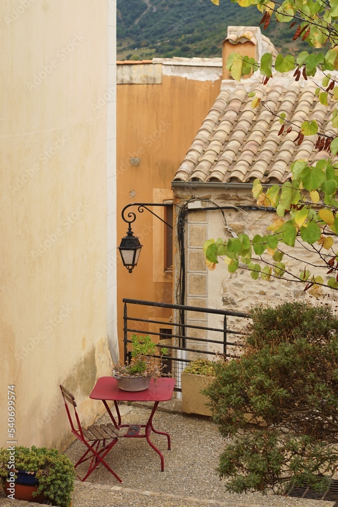 House terrace in village in southern France