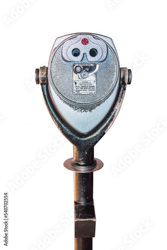 Vintage coin operated binocular viewer isolated on transparent background, png file