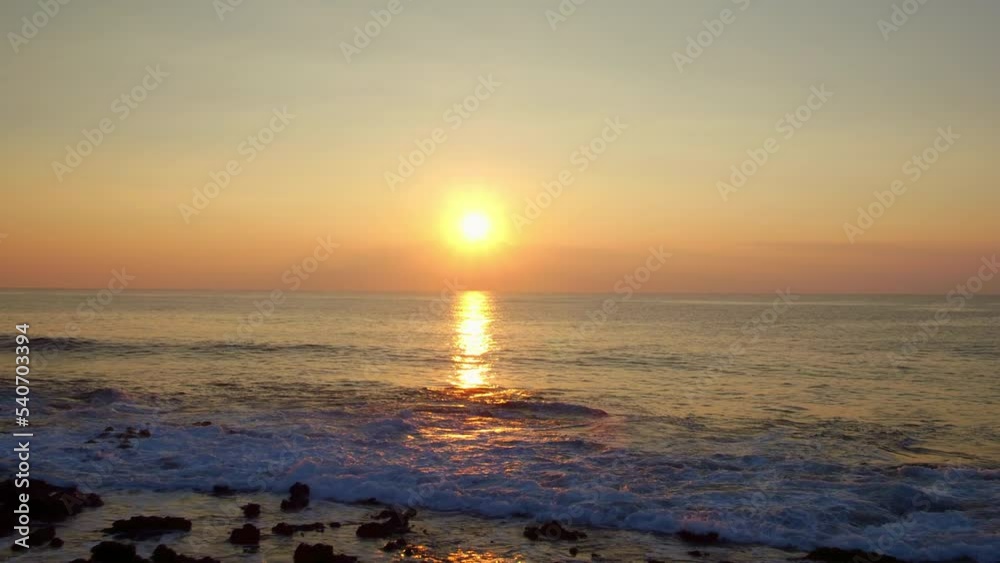 Aerial Forward Scenic Shot Of Wavy Ocean At Sunset - Oahu, Hawaii Aerial Forward Scenic Shot Of Wavy Ocean At Sunset - Oahu, Hawaii