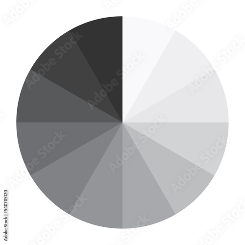 Circle from twelve sectors. Design template from monochrome elements. Abstract graphic background. Vector illustration