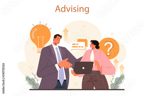 Soft skills concept. Business people or employee with advicing skill.