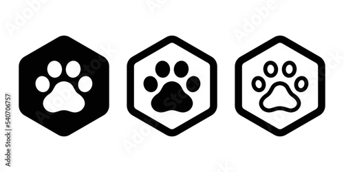 dog paw vector icon footprint hexagon logo french bulldog cartoon symbol character illustration doodle design clip art