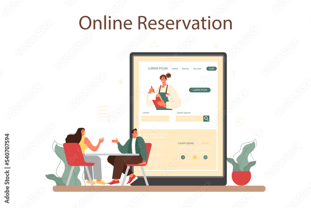 Waiter online service or platform. Restaurant staff, catering service. Waiter online service or platform. Restaurant staff, catering service.