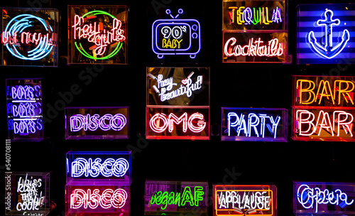 Vibrant colored neon signs. Signs for clients.
